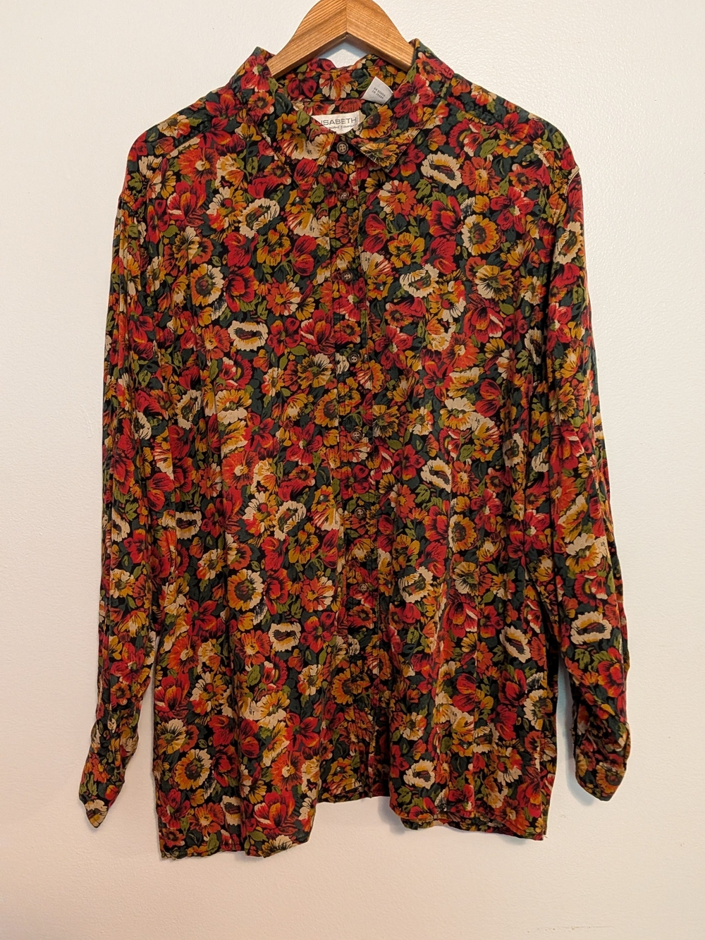 Liz Claiborne Red Floral Button-Down Blouse
